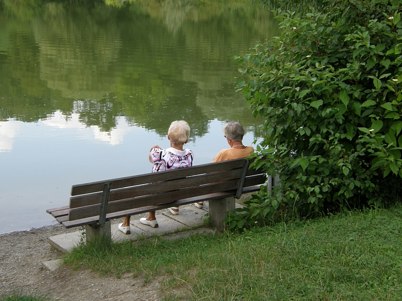 Gesprche am Teich-Ufer